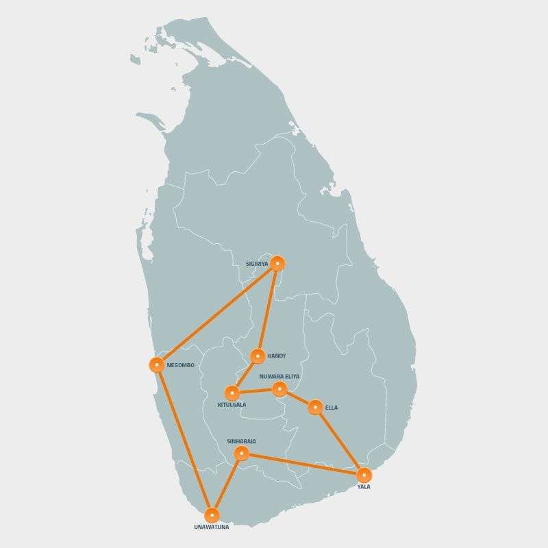 Dit is de route van je Sri Lanka rondreis